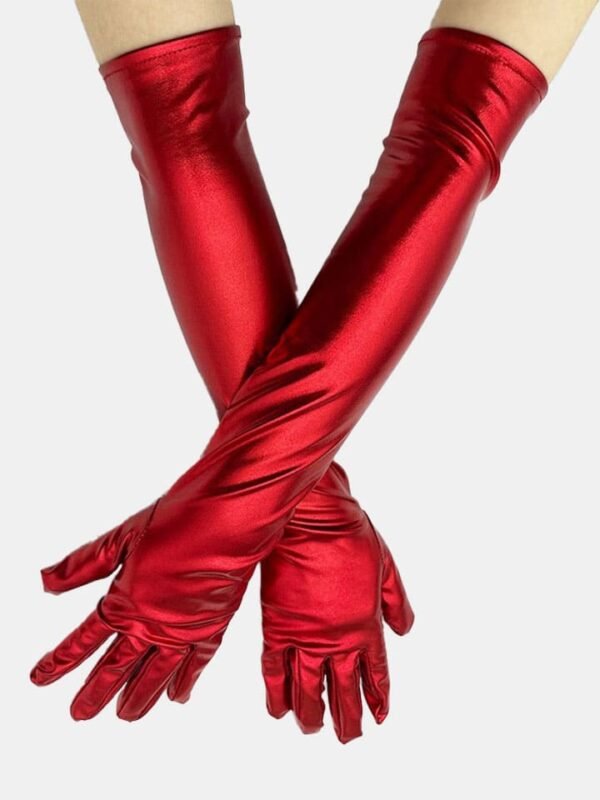 Woman is Wearing Red Latex Gloves